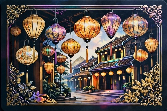 Thẻ minh hoạ phố đèn lồng